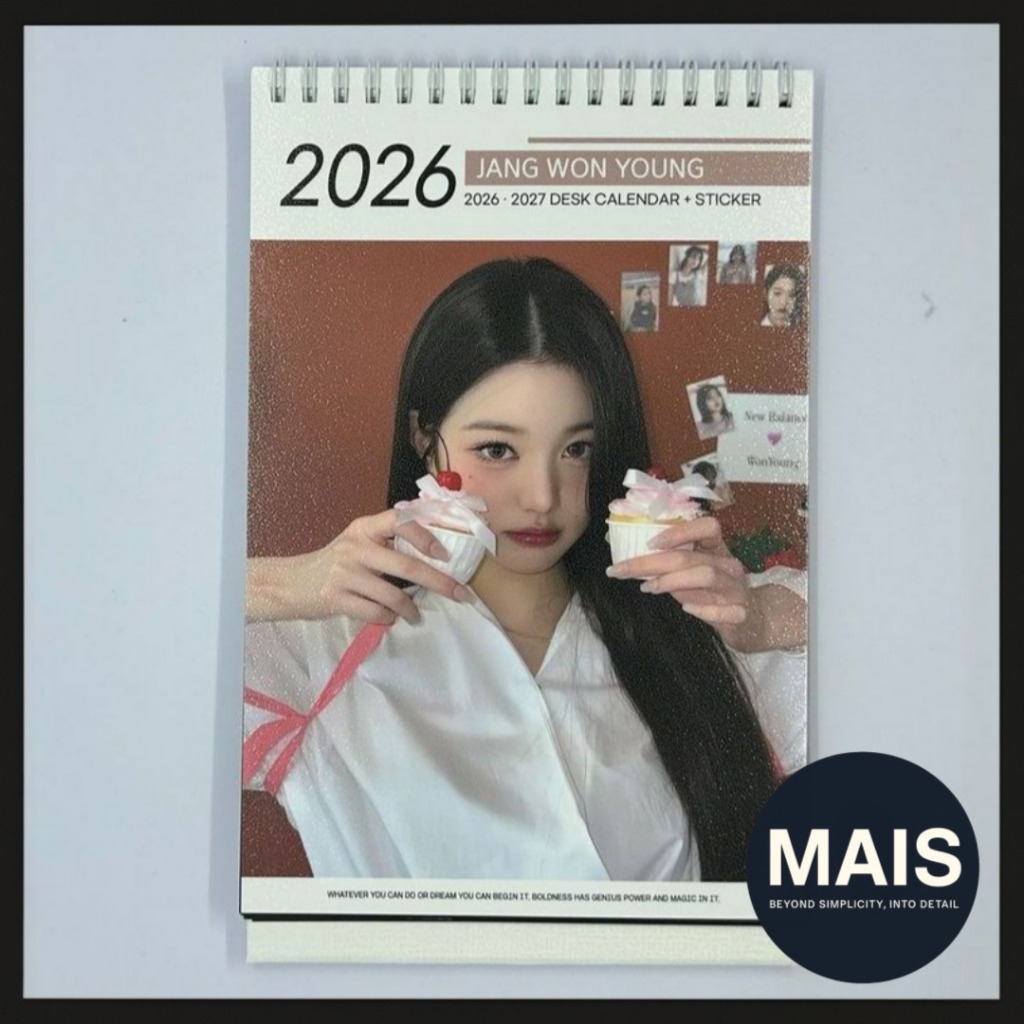 [JAANG WONYOUNG – IVE] 2026–2027 ปฏิทินตั้งโต๊ะ K-POP + สติ๊กเกอร์ / ปฏิทินภาพสองด้าน
