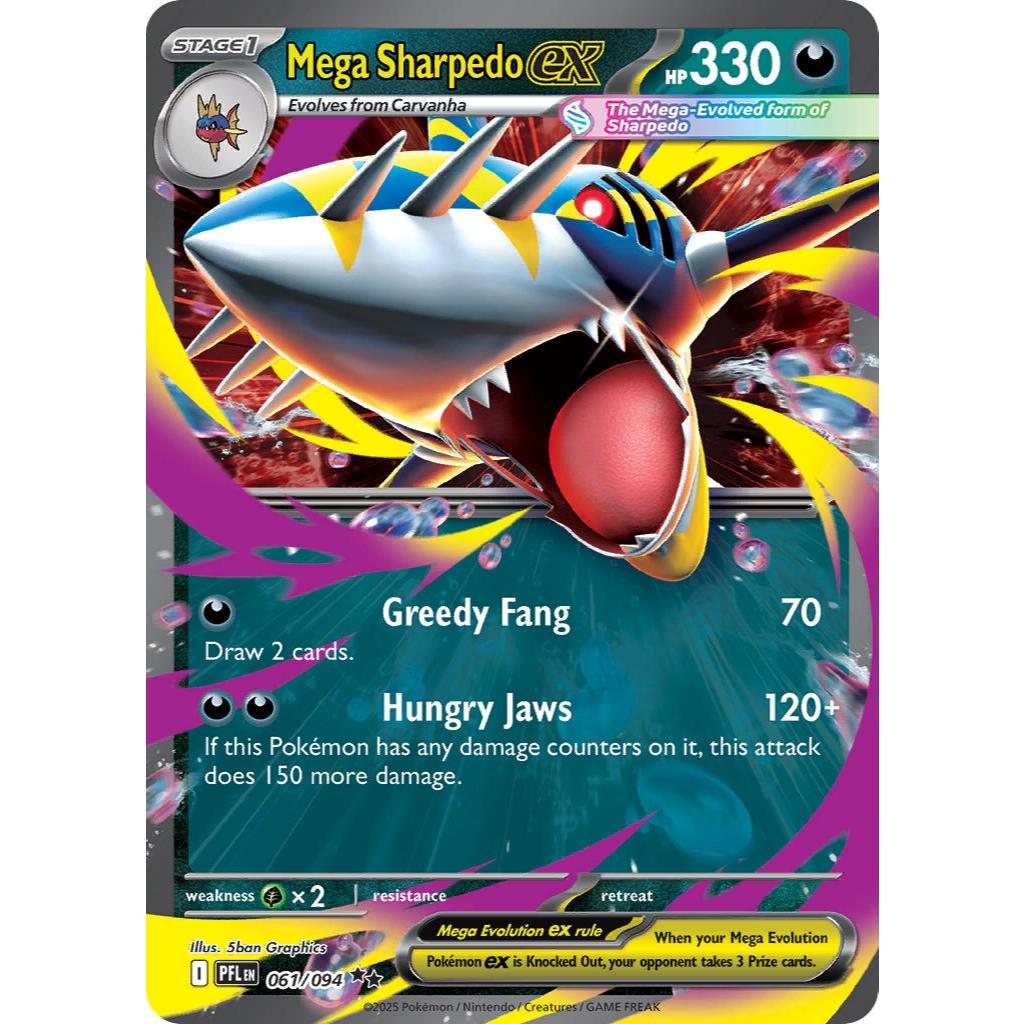 Mega Sharpedo ex PFL 061/094 Phantasmal Flames Double EN การ์ดเกมโปเกมอน