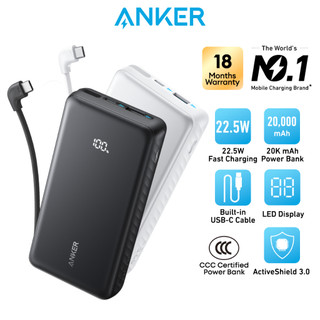 Anker Zolo CCC Power Bank 20000mAh 22.5W Fast Charging Portable 3C Power Bank USB C Built-in Cable A110E