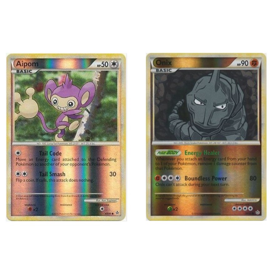 การ์ดโปเกมอนภาษาอังกฤษ Aipom - 43/95 /Onix - 56/95 - Common Reverse Holo HGSS - Unleashed Reverse Ho