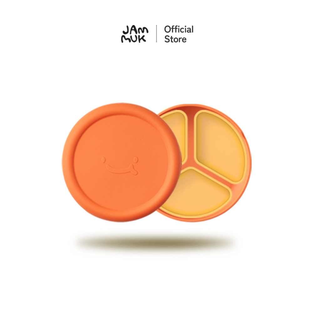 [Malang Honey] JAMMUK ชุดจานซิลิโคนเด็ก พร้อมฝาปิด ถาด และตัวแบ่ง A/B – ฐานดูดแน่น กันเลื่อน (มี 5 สี)