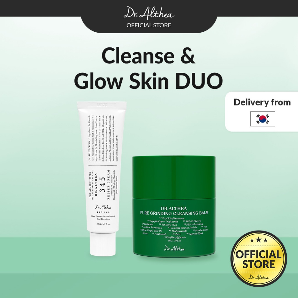 Dr.Althea Cleanser and Hydration Set (Cleansing Balm) | 345 Relief Cream 50ml & Pure Grinding Cleansing Balm 50ml