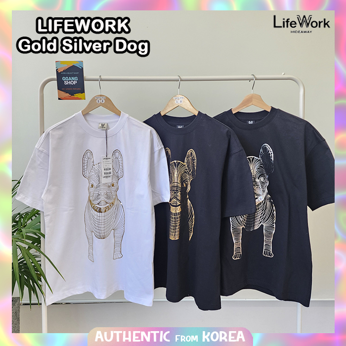 LIFEWORK FOR WOMEN & MEN เสื้อยืดแขนสั้นสุนัขซิลเวอร์โกลด์ 4COLOR GGL003