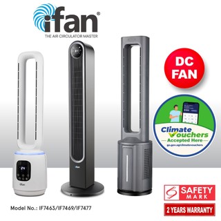 [NEA CLIMATE VOUCHER $400] iFan Stand fan, DC Bladeless Fan, Tower Fan with Oscillation, LED Lighting & Remote Control