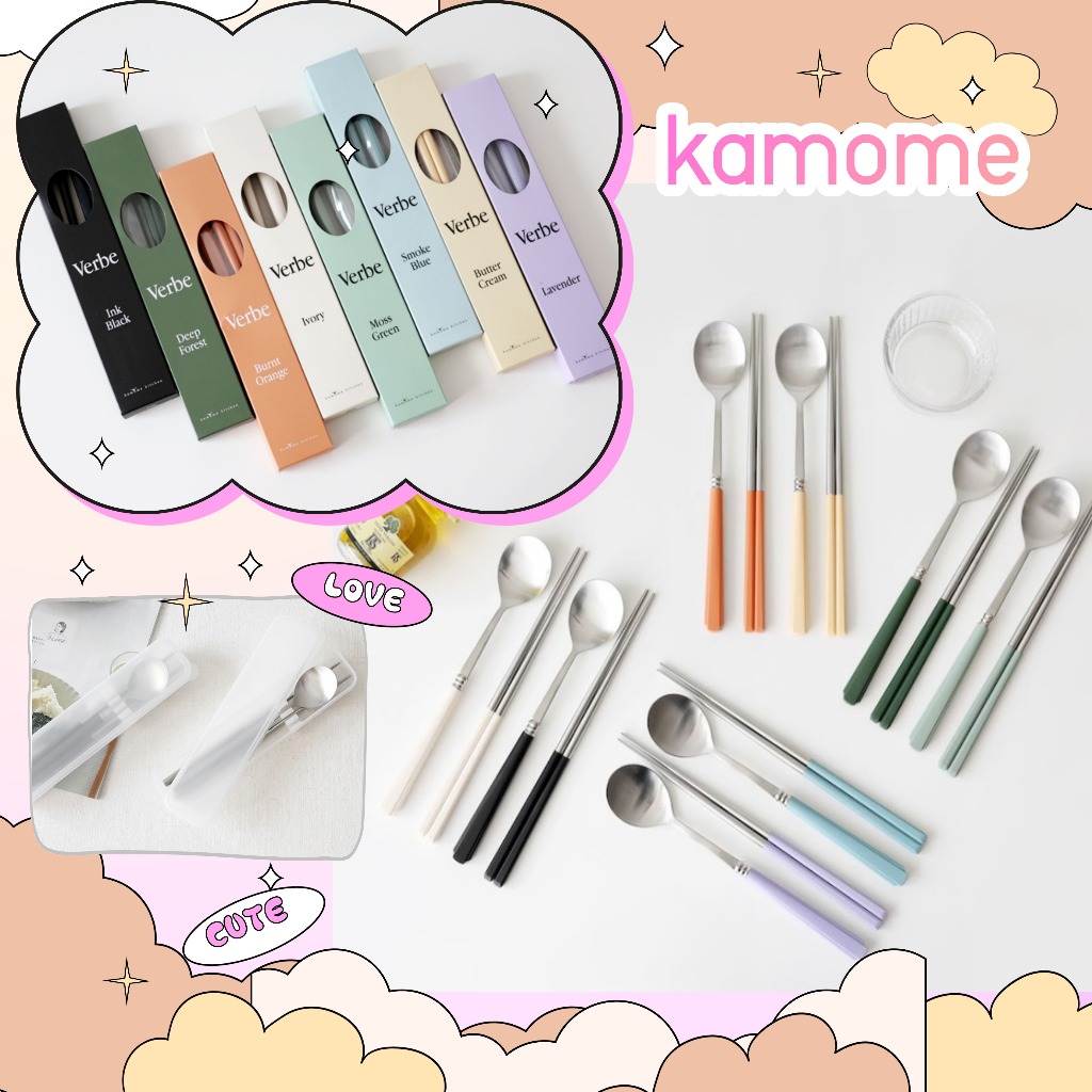 [Kamome] Verbe Spoon Chopsticks Cutlery 1 Set 8 color (1 spoons + 1 chopsticks)/จัดส่งจากเกาหลี✈️🇰🇷