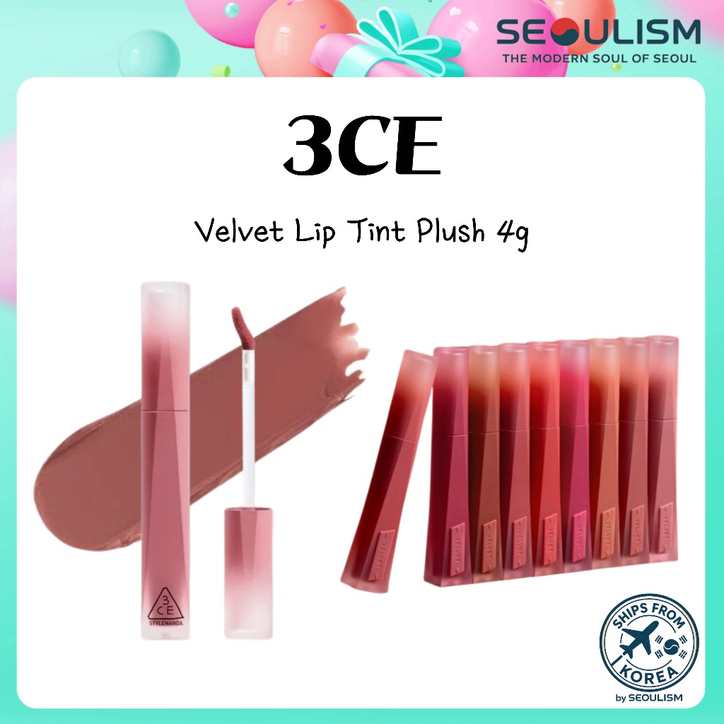 🇰🇷[3CE] Velvet Lip Tint Plush 4g | แมทท์ ลิป ทินท์ | เค-บิวตี้ของแท้