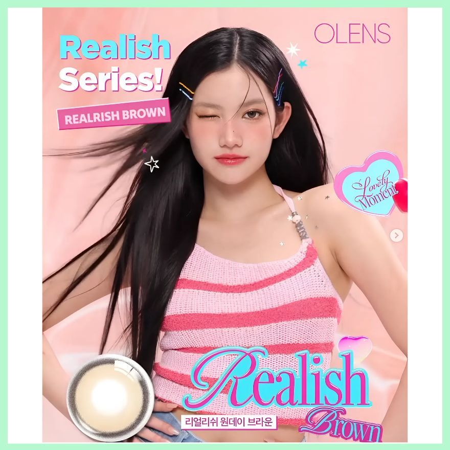 OLENS Realish Brown – รายเดือน (1 เดือน) – 1 สี | คอนแทคเลนส์สีขนาด 13.5 มม. รายเดือน K-Beauty 2p 1 