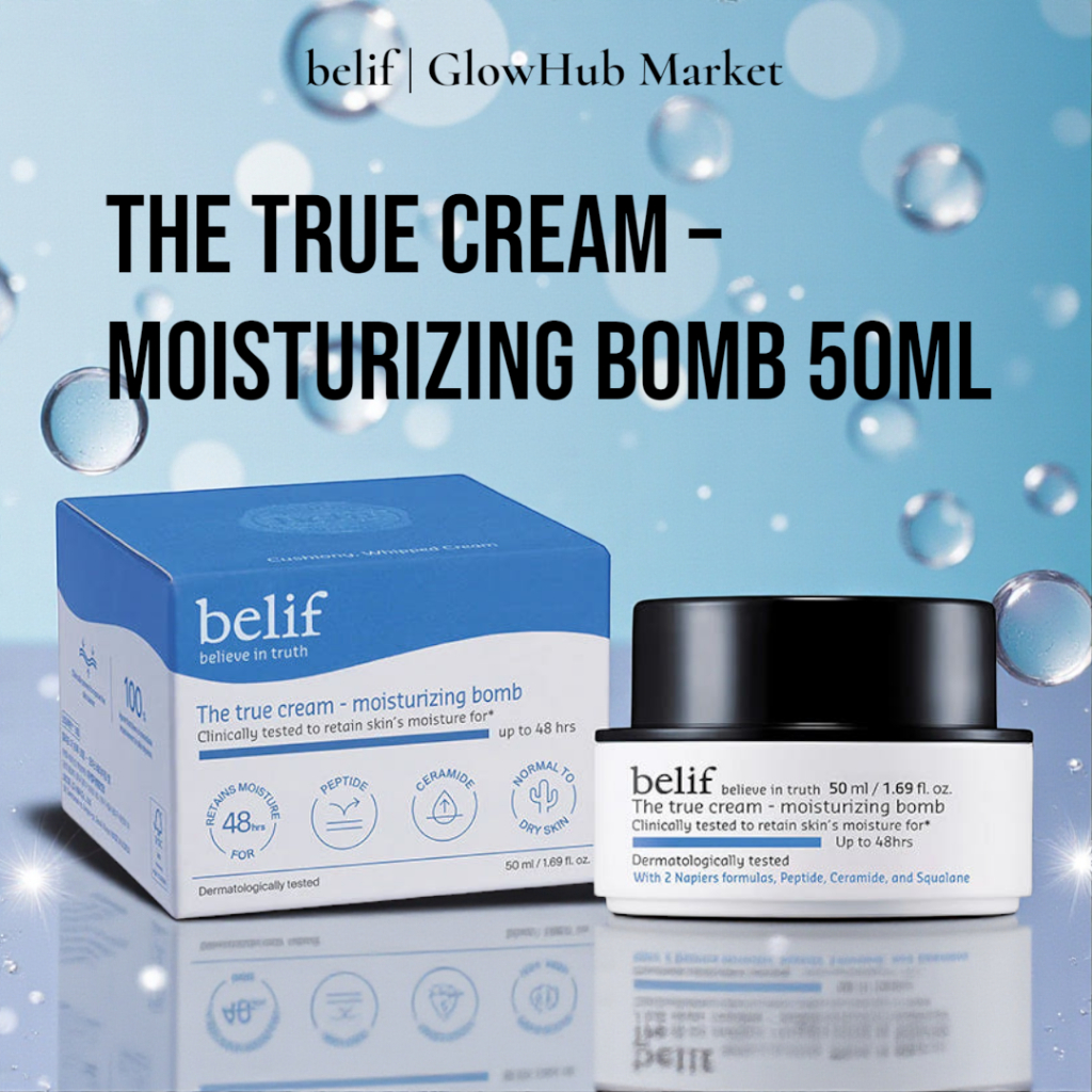 Belif The True Cream – Moisturizing Bomb 50ml | ครีมให้ความชุ่มชื้นติดทนนานสําหรับผิวแห้ง