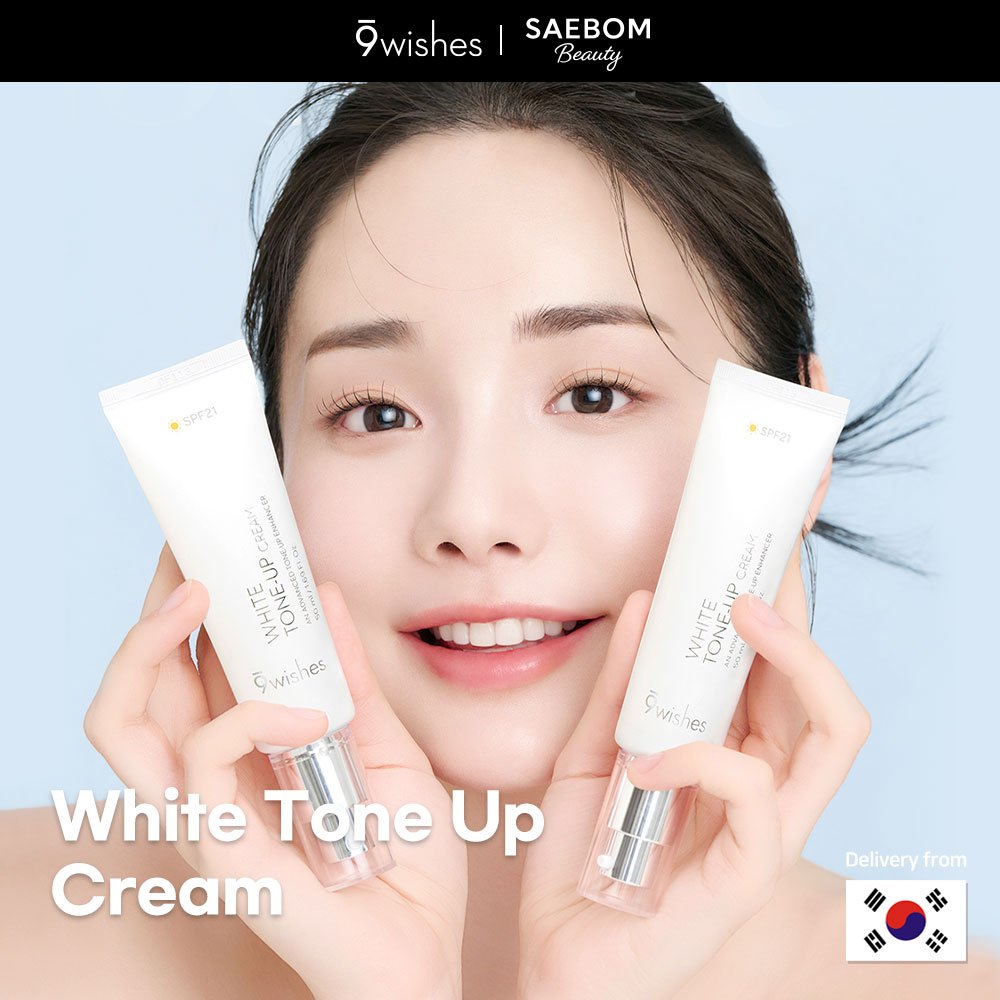 [9wishes] Vegan White Tone-Up Cream SPF21 50ml ไม่มีสี Tone-Up ความชื้นเนื้อบางเบา ติดทนนาน