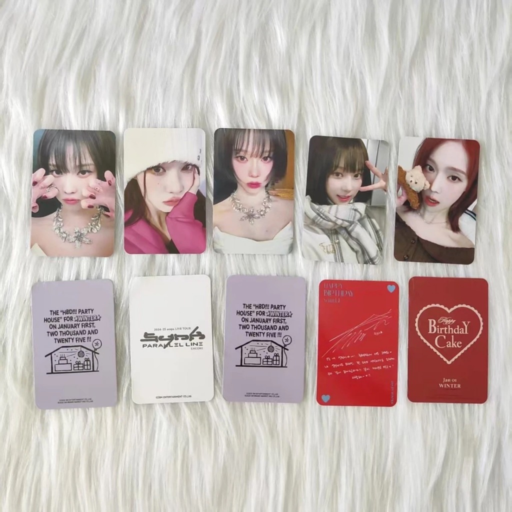 WINTER aespa Kim official K-pop photocard ลุคผมหางม้าสูง สไตล์ Winter K4, Dirty Work double-ponytail