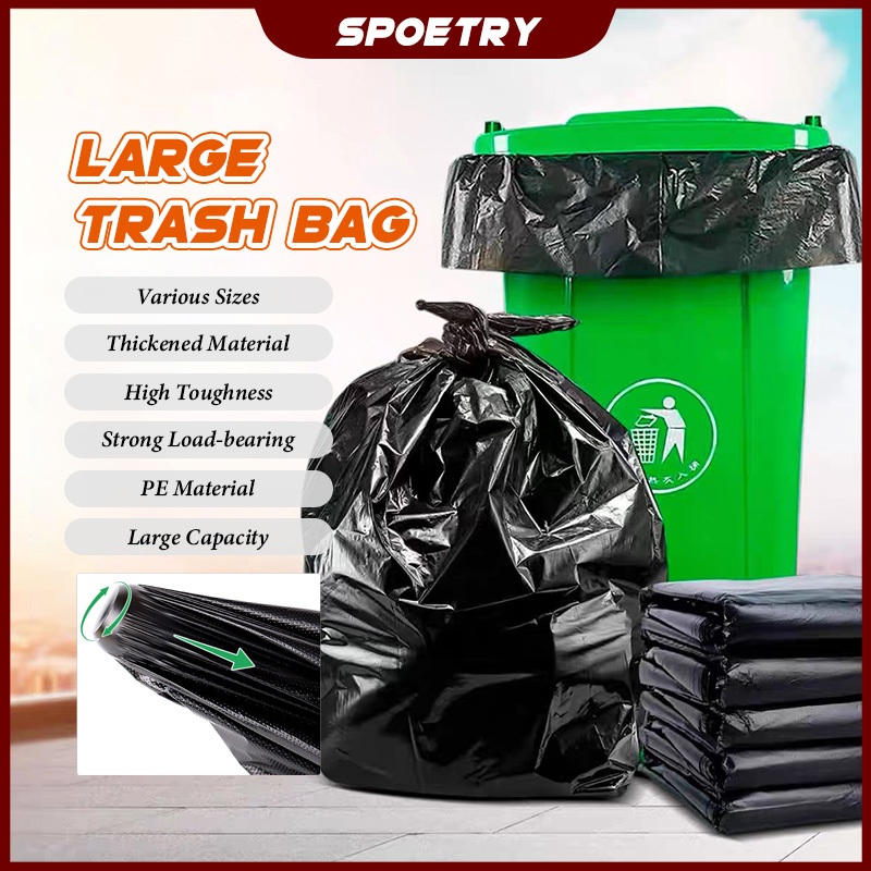 SPOETRY50pcs Big Rubbish Bag/ถังขยะ/Heavy Dutyถุงขยะสําหรับกลางแจ้ง/บ้าน/สํานักงาน/กลางแจ้งRubbish B