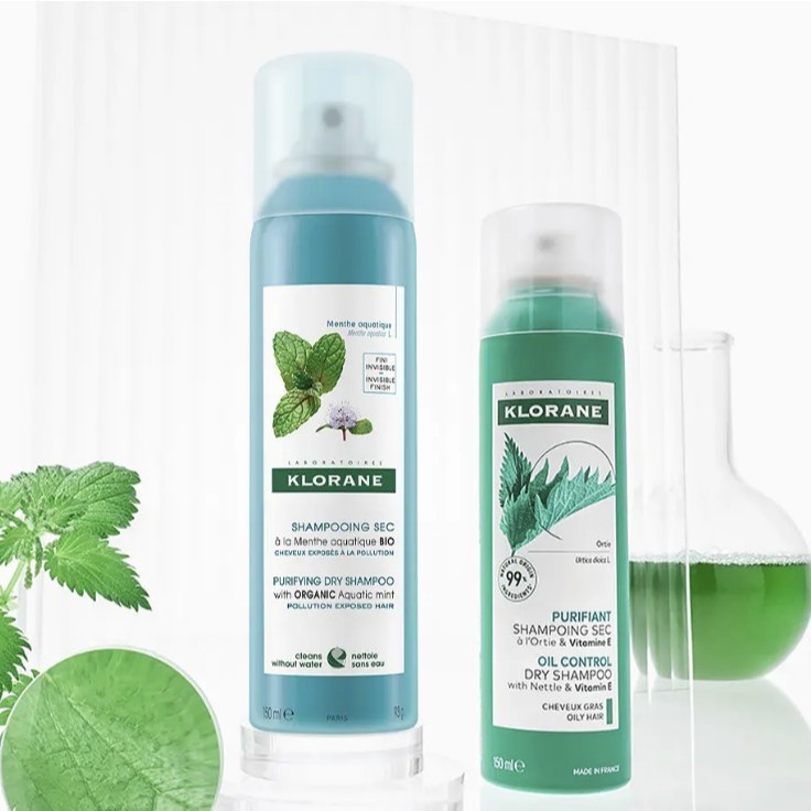 [หนังศีรษะและเครื่องปรับอากาศน้ํามัน] KLORANE Dry Shampoo 150ml – Cool Sebum (Aquatic Mint) / No Seb