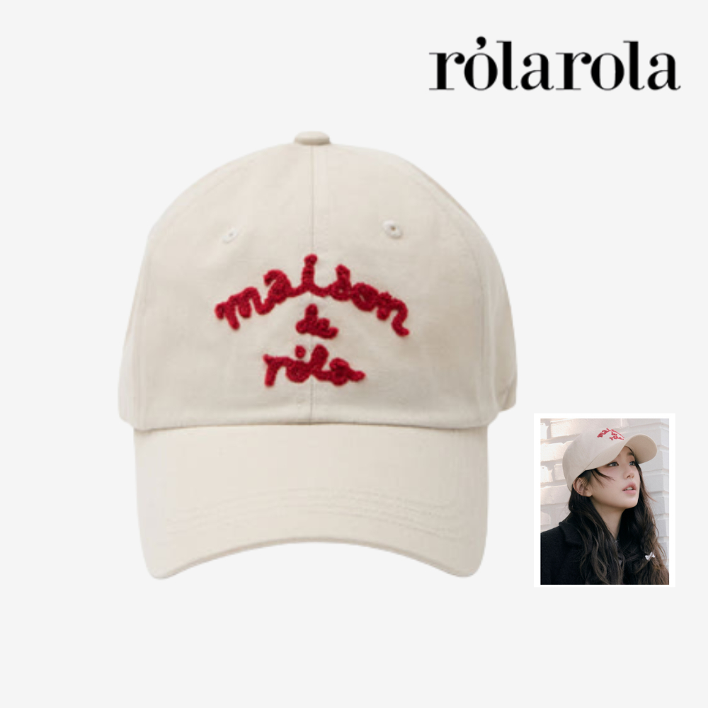 หมวกผ้าฝ้ายปักสีเบจ ฟรีไซส์ Maison de Reve