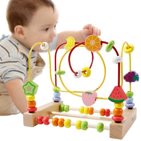 เกาหลี KC-Certified Wooden Roller Coaster Toy – Baby & Infant Fine Motor Skills Development, Educati