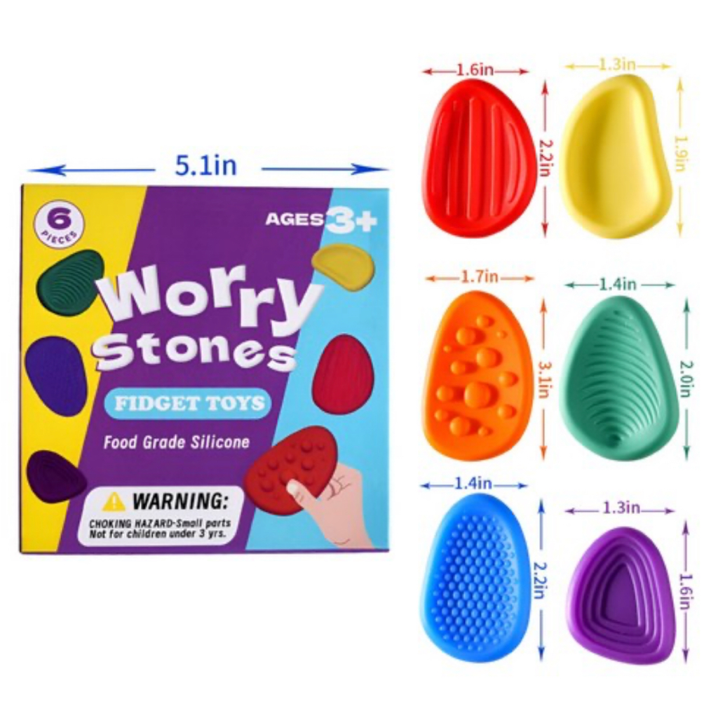 Macrasson Sensory Stone Fidget Toy – Focus Booster, เครื่องมือบรรเทาความเครียดและความวิตกกังวล, ซิลิ
