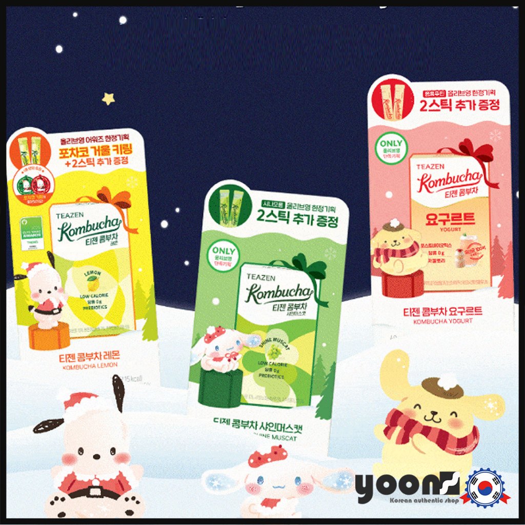 [TEAZEN X MY MELODY] Kombucha Lemon/Plum/Peach/Strawberry Kiwi 10T (+ที่รองแก้วชา)_จากเกาหลี