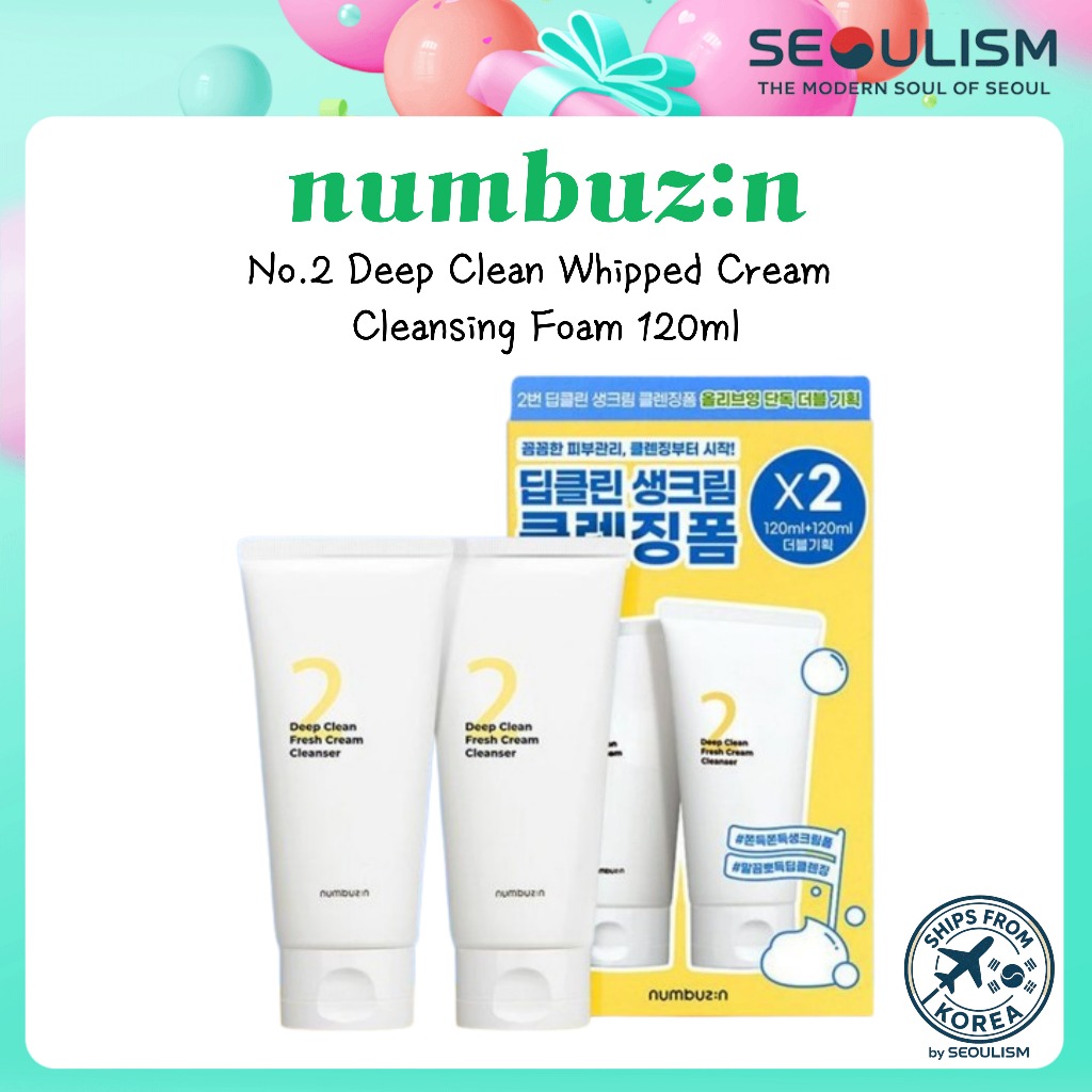 🇰🇷[NUMBUZIN] โฟมล้างหน้าวิปครีม No.2 Deep Clean 1+1 Set (120mL+120mL) | แท้ แท้
