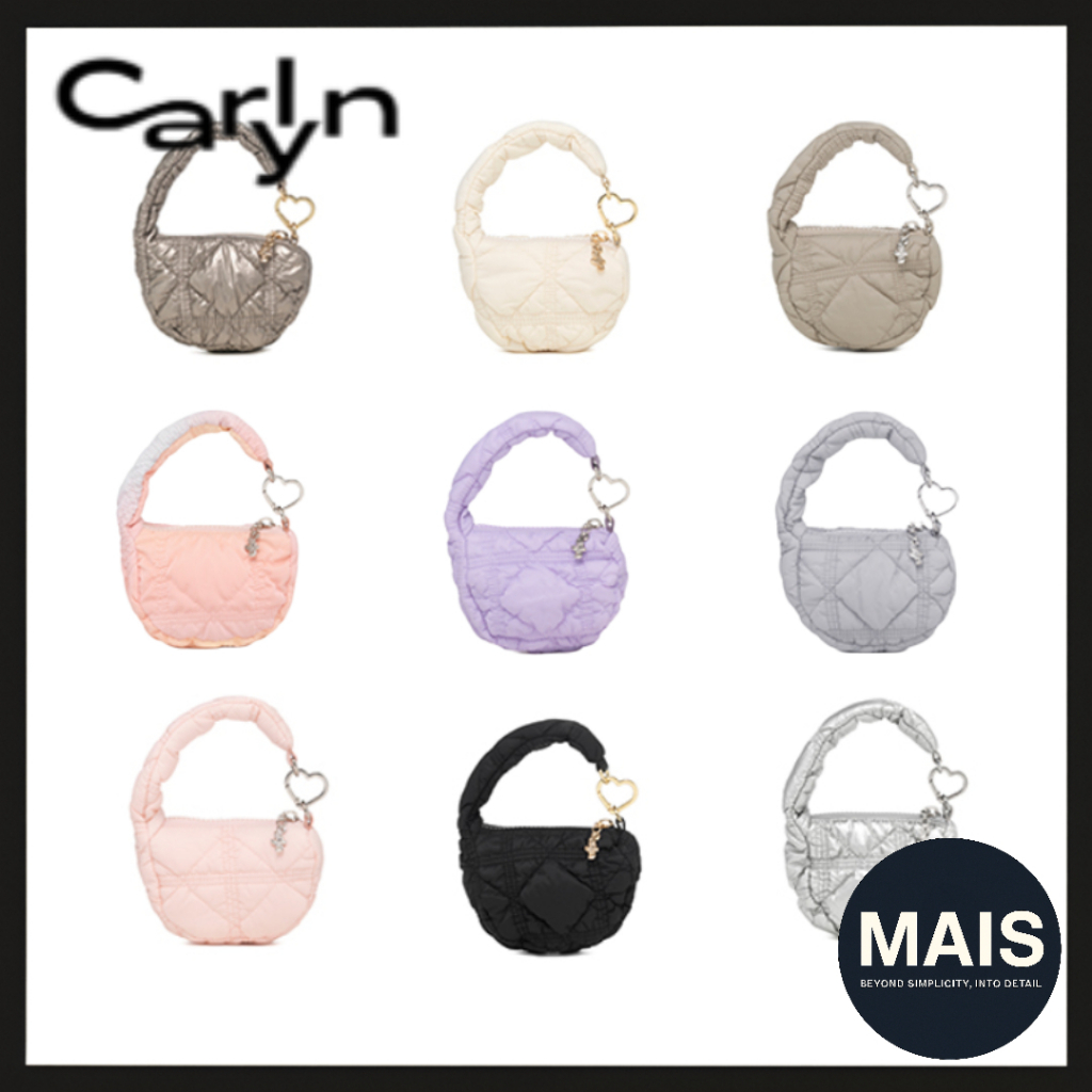 [CARLYN] Soft Teeny Bag Charm – Mini Quilted Heart Handle Purse พวงกุญแจ 9 สี