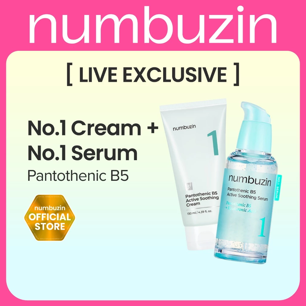 [Numbuzin Official] [Live Exclusive] มอยส์ + เซรั่มคุมมัน No.1 Pantothenic B5 SET Active Soothing Cream 80ml + Active Soothing Serum 50ml