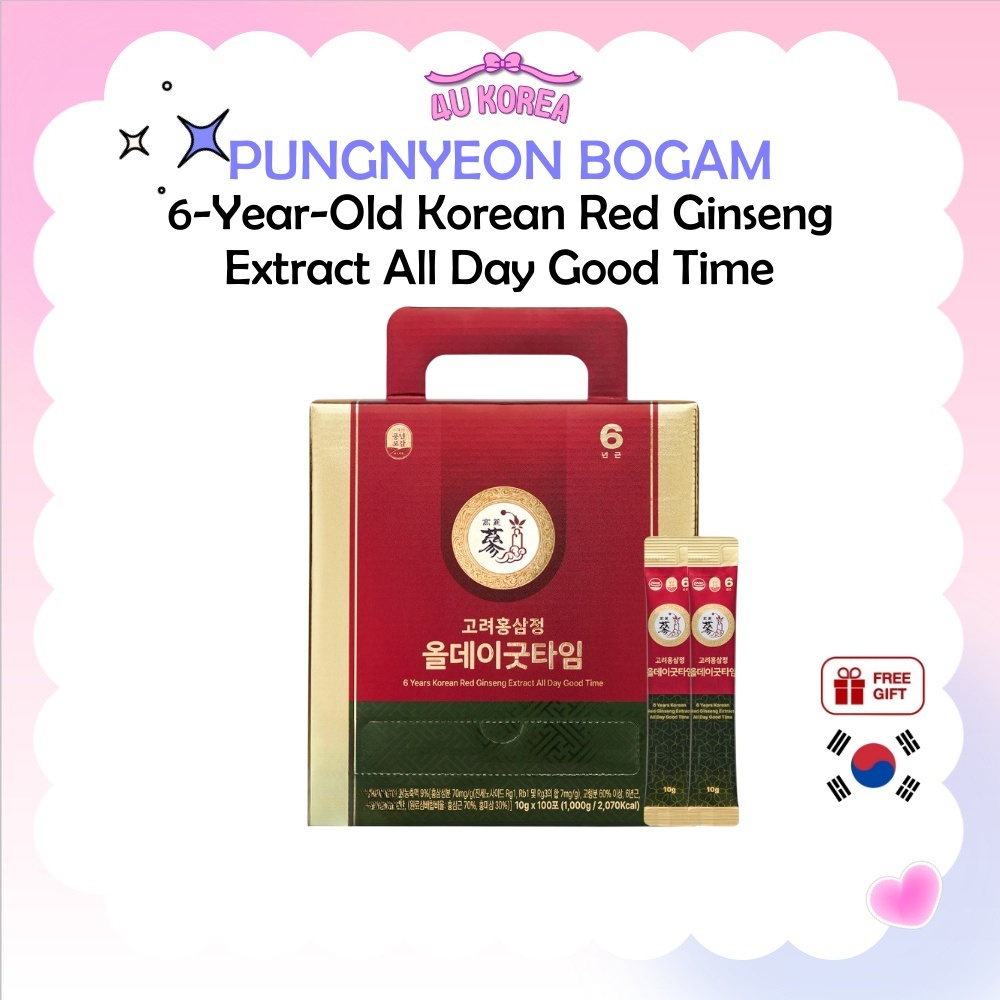 PUNGNYEON BOGAM สารสกัดโสมแดงเกาหลีอายุ 6 ปี All Day Good Time – 10g  100 แท่ง / K-FOOD
