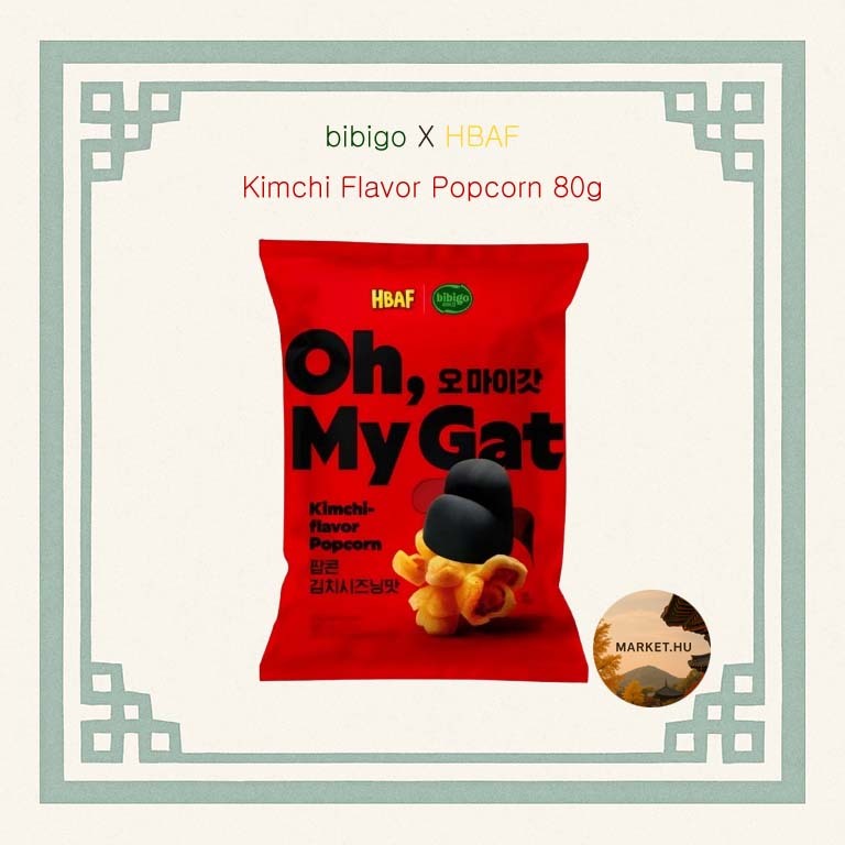 [bibigo X HABF] Oh My Gat Kimchi ป๊อปคอร์นปรุงรส 80g/ขนมแบรนด์ใหม่จาก Bibigo ตรา CJ เกาหลี ผลิตจากข้