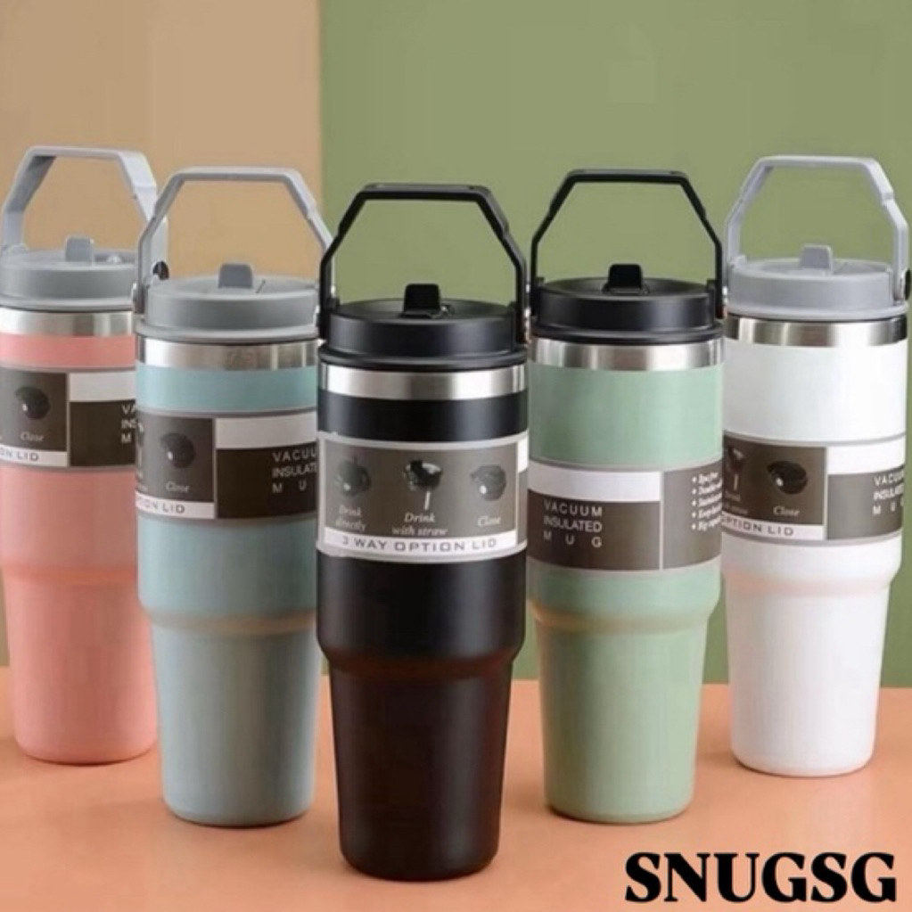 B-890 CHIEFSG สแตนเลส 304 STRAW 890 ML HANDLE VACUUM FLASK BOTTLE