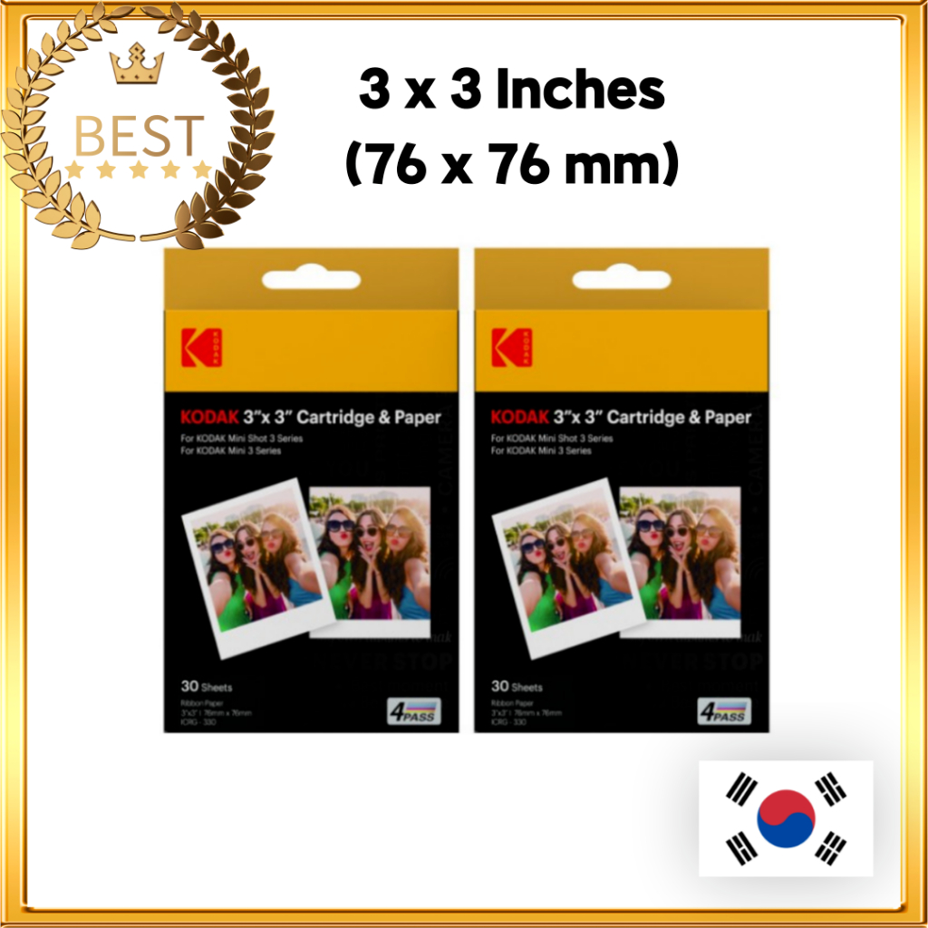 [KODAK] 4PASS Film Cartridge 3 x 3 inches 30 Sheets 1 Box / KODAK Mini Shot 3 Retro  Film / 4PASS Film Cartridge 3 x 3 นิ้ว 30 แผ่น 1 กล่อง