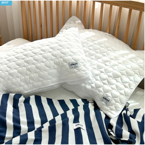 OIKOS Heart Quilted Cooling Pillow Pad & Summer Duraron Cooling Pillow Cover with Elastic Band