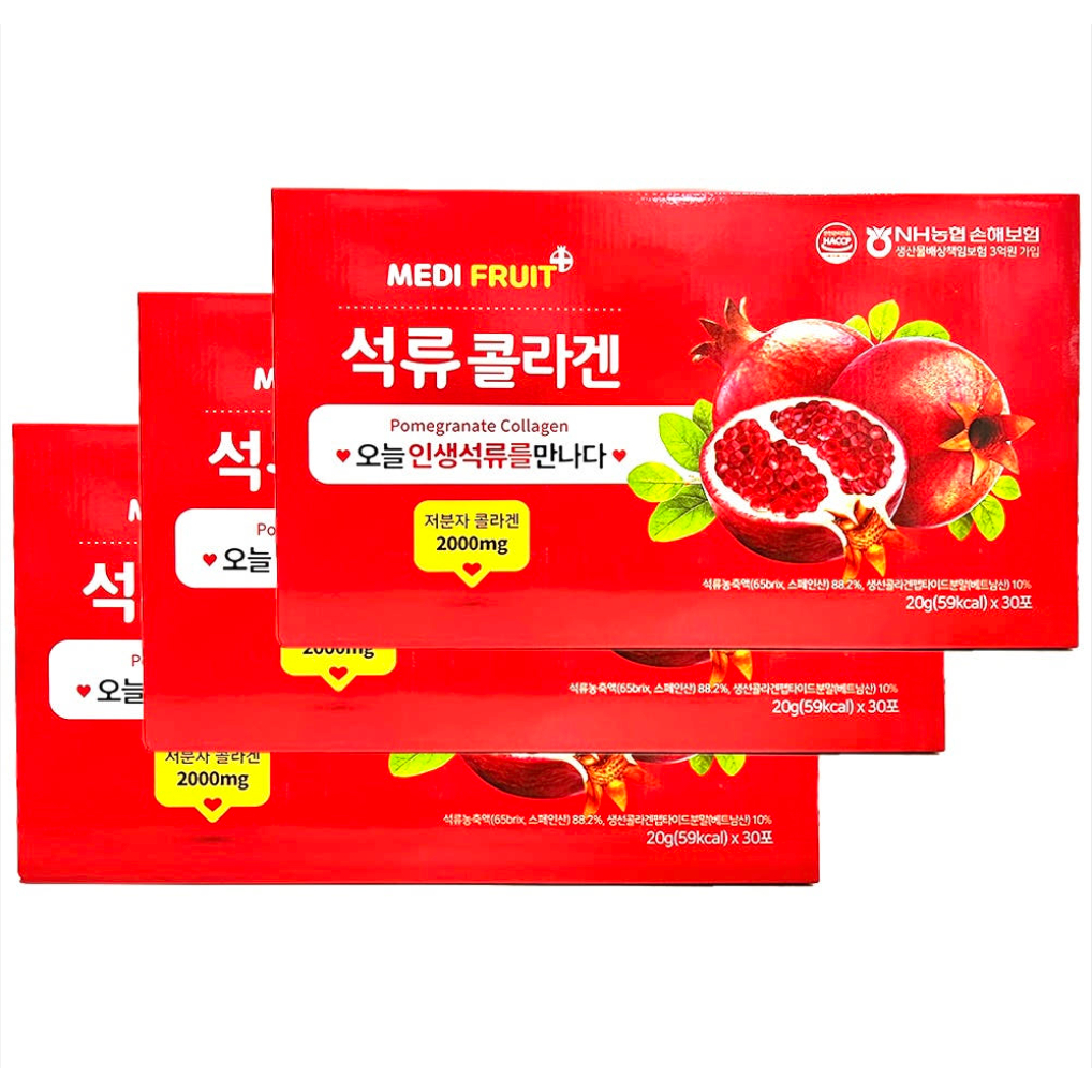 เกาหลีส่งตรงMedicfruit Pomegranate Collagen Jelly Sticks 20g  30 ซอง  3 | คอลลาเจนโมเลกุลต่ํา | ผู้ห
