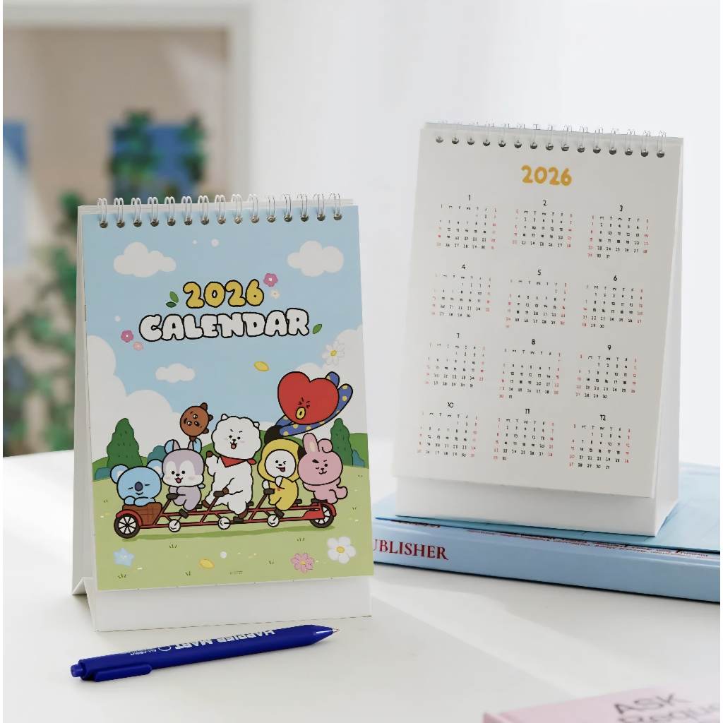 [เป็นทางการ] ปฏิทินตั้งโต๊ะ บาท21 2026 พร้อมสติ๊กเกอร์ | LINE FRIENDS Planner | ไดอารี่ BT21 น่ารัก 