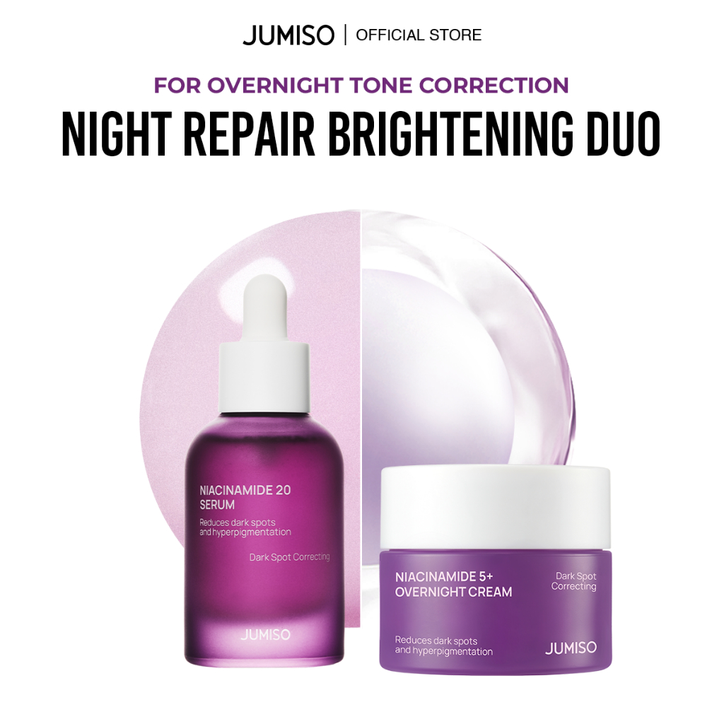 Jumiso Night Repair Brightening Duo_Niacinamide 20% Dark Spot Serum + Niacianmide 5% ครีมข้ามคืน