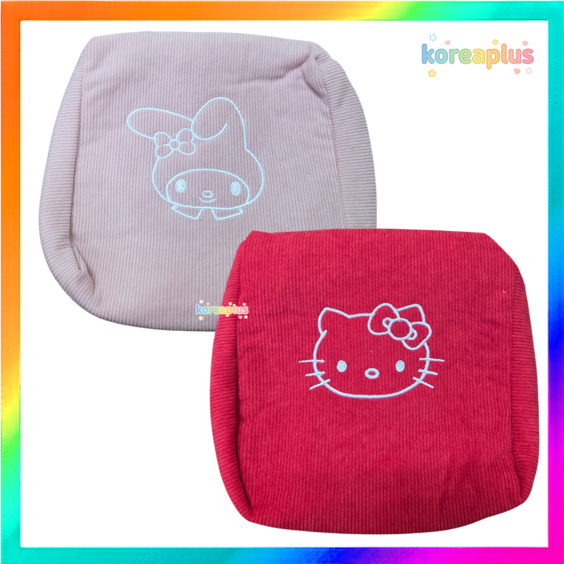 [SANRIO] กระเป๋าแต่งหน้าปักผ้าลูกฟูก Hello Kitty / My Melody