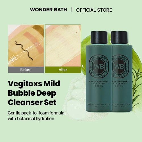 [WONDER BATH] Super Vegitoks Green Cleanser 200ml x 2 Bubble-to-Foam Deep Pore Cleansing with Natural Green Extracts