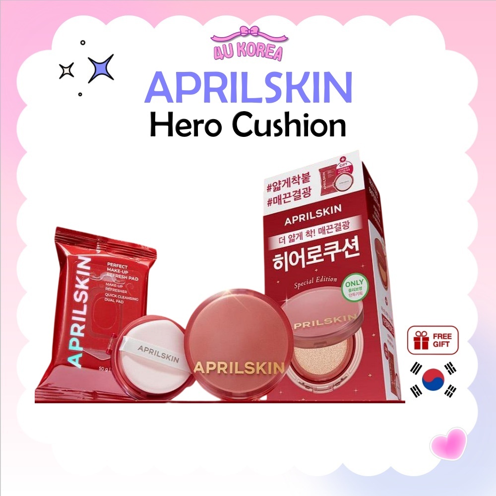 APRILSKIN Hero Cushion Pink Edition (Main Product + Refill + 2 Air Hole Puffs) / K-BEAUTY