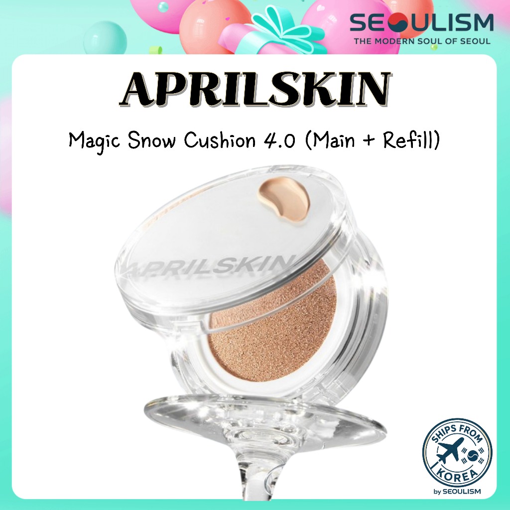 🇰🇷[APRILSKIN] Magic Snow Cushion 4.0 (หลัก+รีฟิล) | หมอนอิงฐานเรียบ | แต่งหน้าเกาหลี