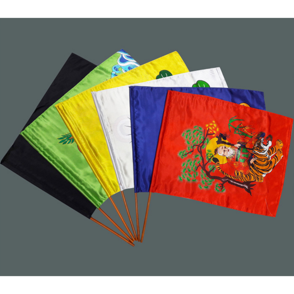 เกาหลี 6 สี Obanggi ธงชุดสีดํารวมแบบดั้งเดิมเกาหลี Ritual Flags Fortune Decor Tarot Props