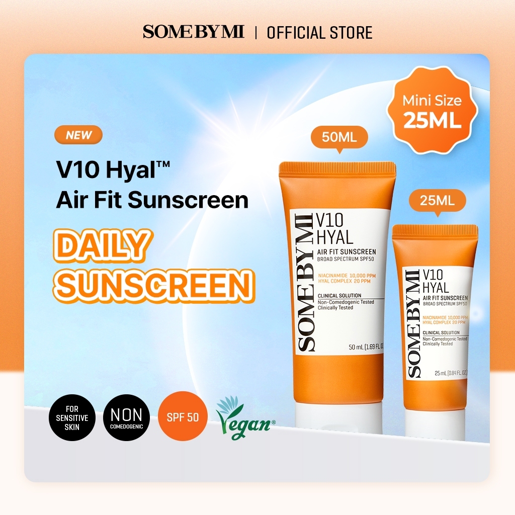SOME BY MI V10 Hyal Air Fit Sunscreen, ครีมกันแดดผสมวิตามิน, ครีมกันแดดที่ไม่ทิ้งคราบขาว