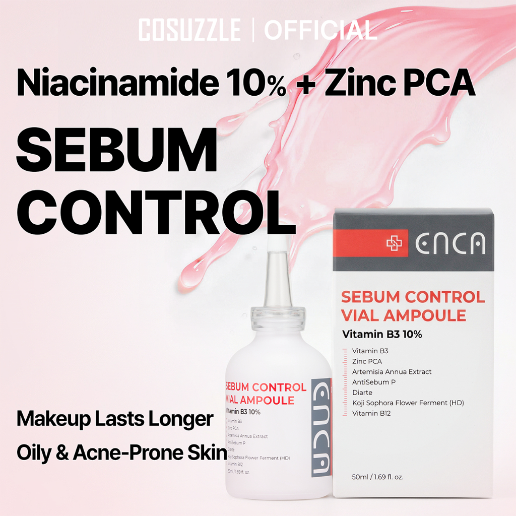 เซรั่ม Niacinamide 10% ลดรูขุมขน คุมมัน ไม่เยิ้ม เมคอัพ ติดทน ลดสิว ขจัด Sebum Control Vial Ampoule Vitamin B3 10% 50ml ENCA
