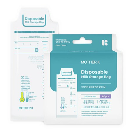 Mother-K Baby Milk Storage Bag 250ml Disposable Bottle Liner 60pcs Temperature Sensing