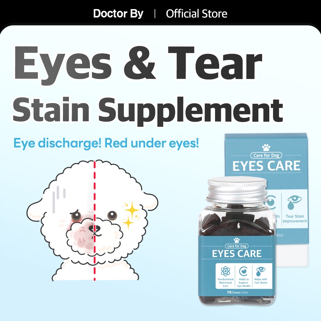[Doctor By EYES CARE] อาหารเสริมรอบดวงตาสําหรับสุนัขขาวที่ดีที่สุด ลดคราบสีน้ําตาล & การปล่อยตา รองรับตับ (70 เคี้ยว)