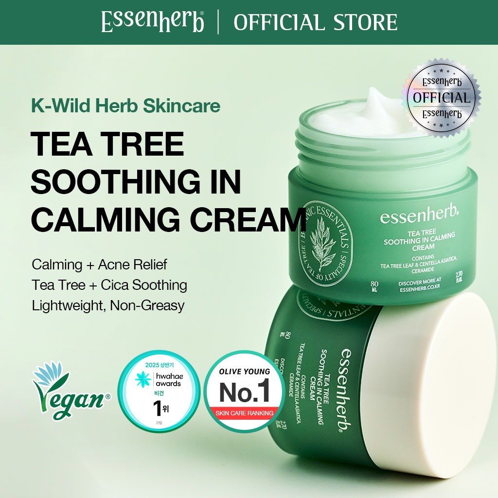 [Olive Young Best Seller] Essenherb Tea Tree Calming Cream (80ml) | ผิวแพ้ง่าย&แอคเน่แคร์