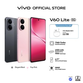 vivo V60 Lite 5G 12+12GB Extended RAM + 512GB | Dimensity 7360-Turbo | 6500 mAh | 400% Boosted Volume | 2 Years Warranty