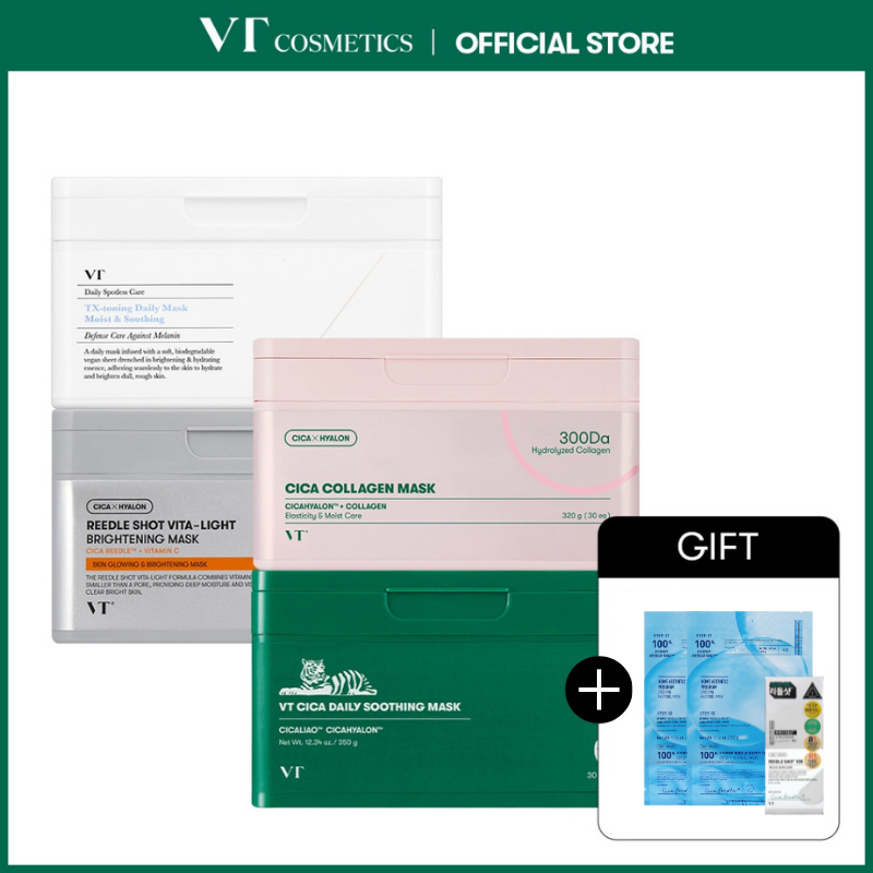 [VT] Box Mask 30pcs Top 4 Bundle Set(CICA, Collagen, VITA-Light, TX-Toning) [เรือธงอย่างเป็นทางการ]