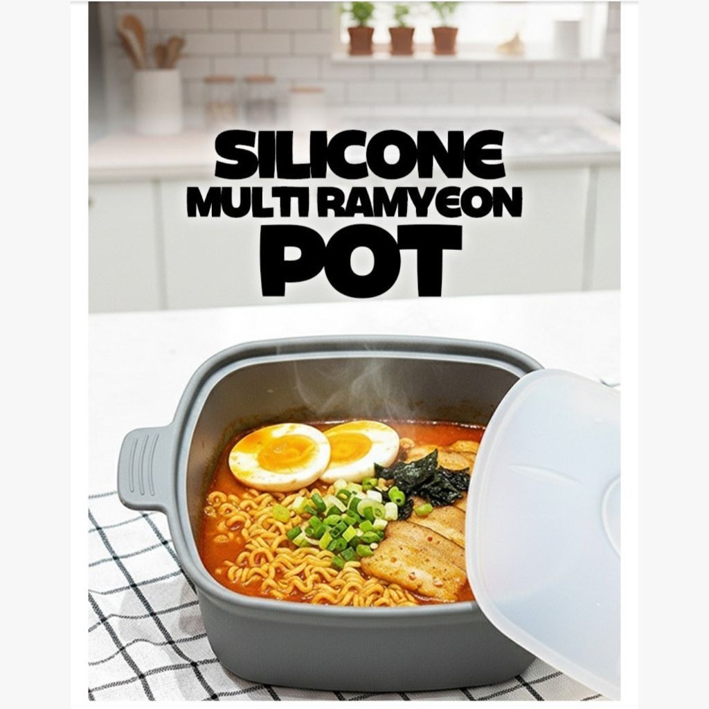 Made in Korea Silicone Multi Ramen Pot & Steamer ชามทําอาหารไมโครเวฟพร้อมฝาปิด