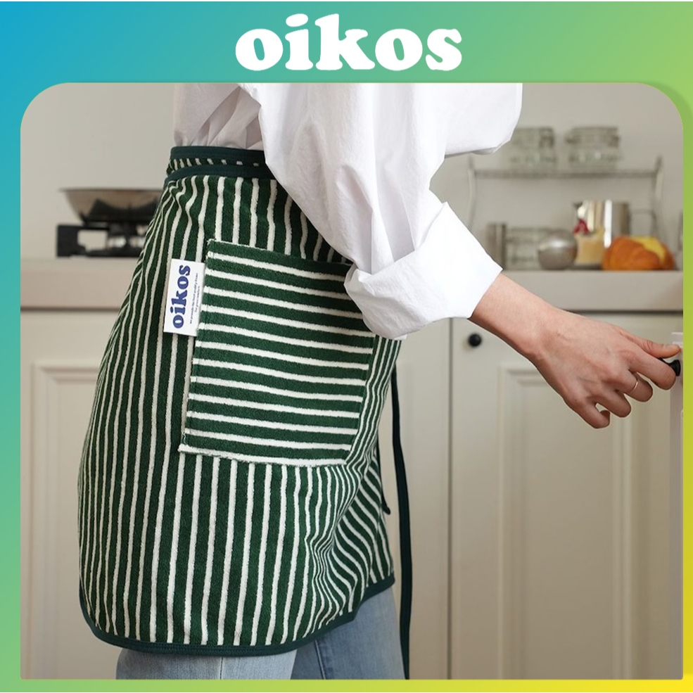 [OIKOS] ผ้ากันเปื้อนครึ่งตัว Terry Stripe | ผ้ากันเปื้อนเอวผ้าขนหนูดูดซับพร้อมกระเป๋า
