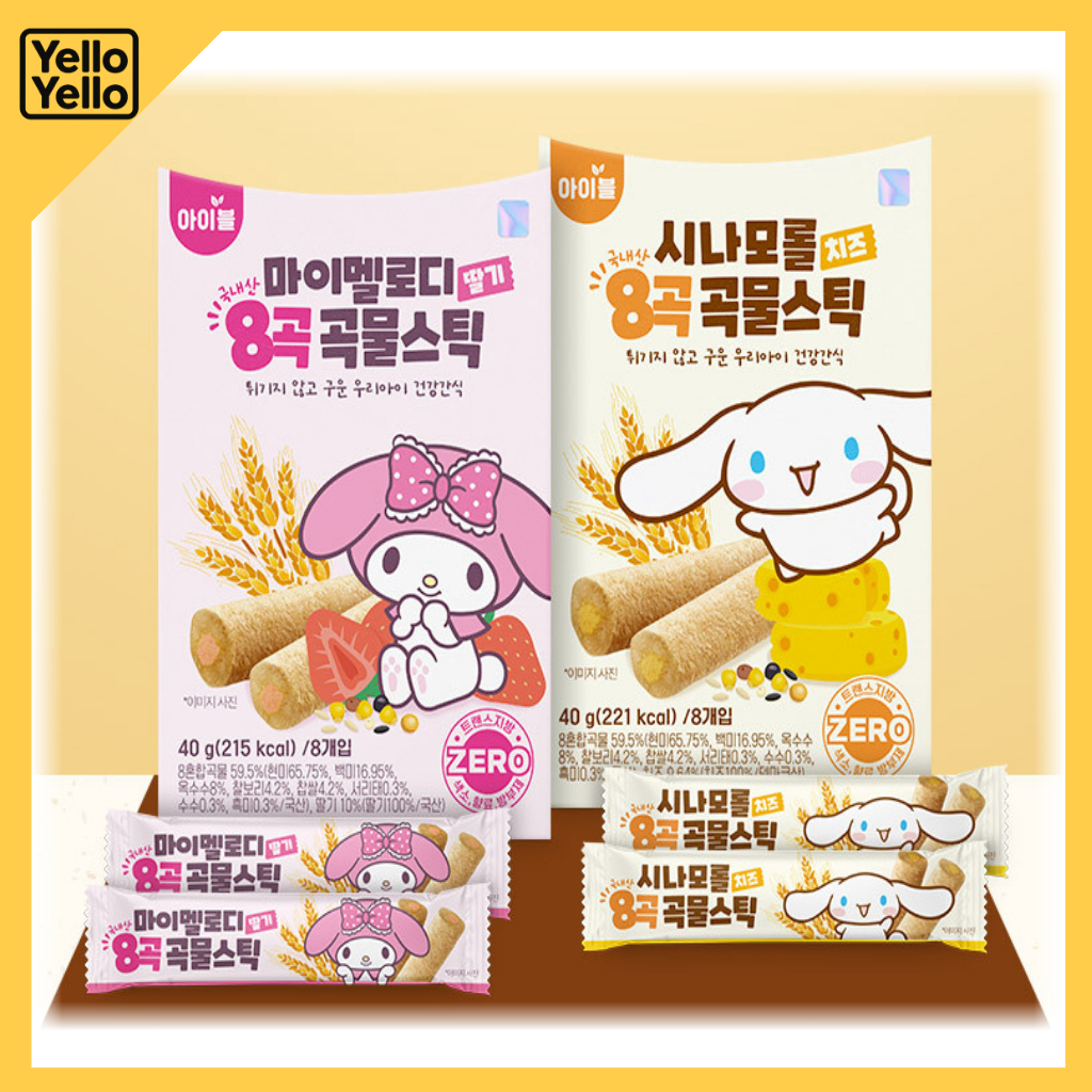 IBEL Sanrio 8 Grain Stick Snack My Melody Strawberry Cinnamoroll Cheese 8pcs Made in Korea