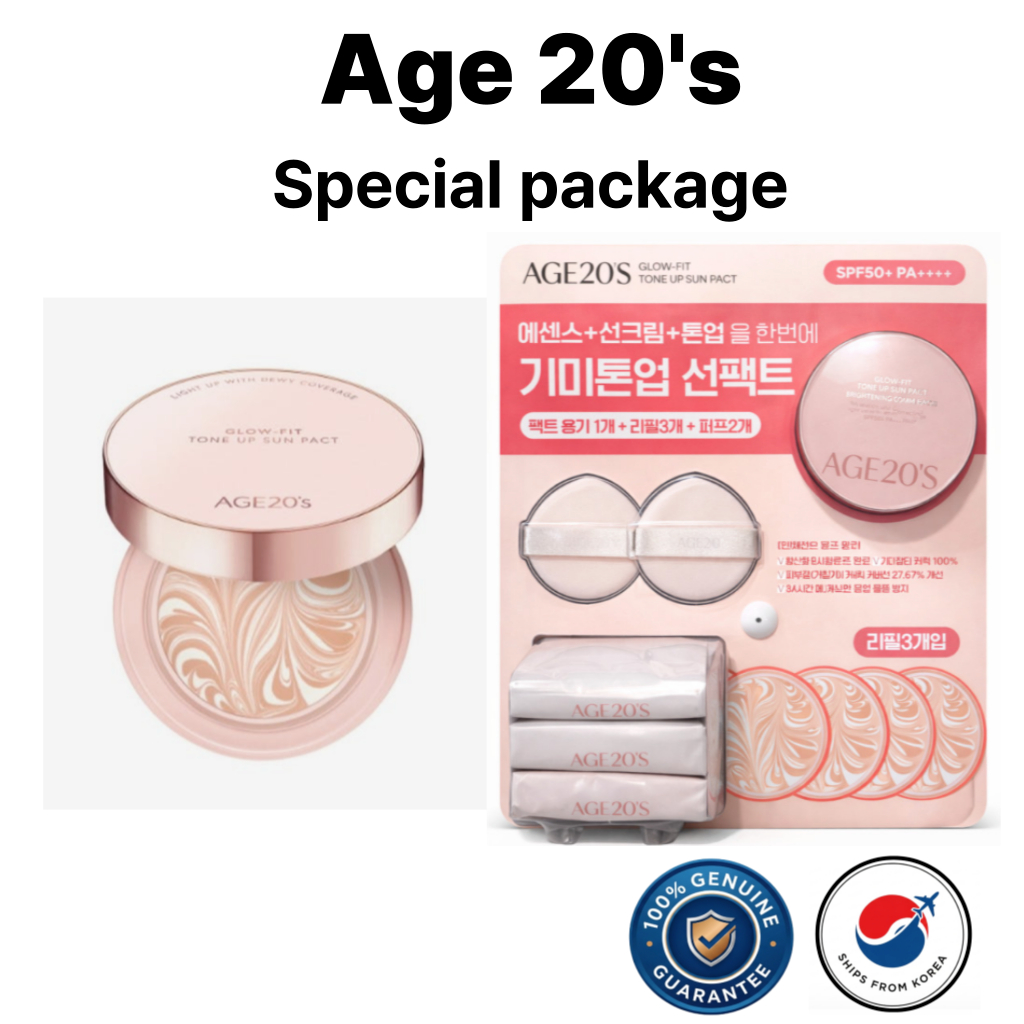 AGE20S Glow Fit Tone Up Sun Pact Refill 3 ชิ้น + พัฟ 2 ชิ้น Set #k-ความงาม #k-คอสเมทอค #Korea