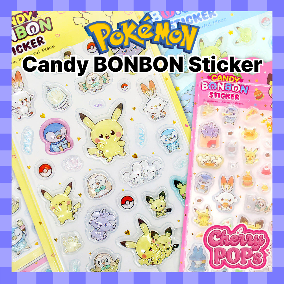 [Pokémon] Candy Bonbon 3D Sticker - อะไหล่กลิตเตอร์ประกายมิติสติ๊กเกอร์ตัวละครสําหรับโทรศัพท์และโฟโต