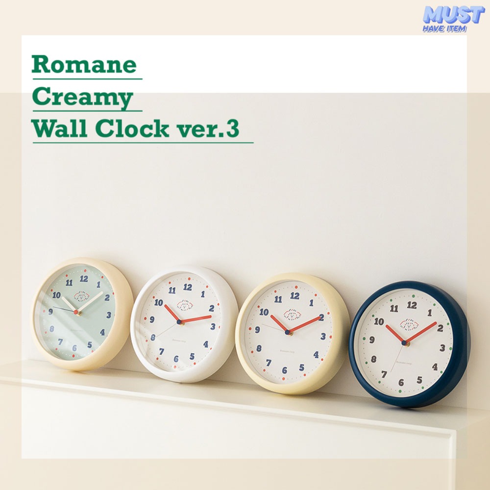 Romane Creamy Wall Clock Ver.3 Butter / Milk / Mint / Navy