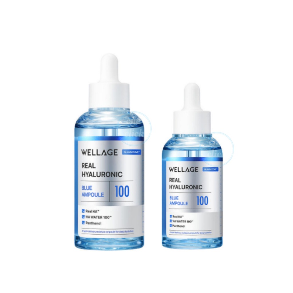 Wellage Real Hyaluronic Blue Ampoule 100ml / 60ml | เซรั่มไฮยา ผิวชุ่มชื้น ซึมไว ไม่เหนอะหนะ | สกินแคร์เกาหลี ใช้ได้ทุกวัน